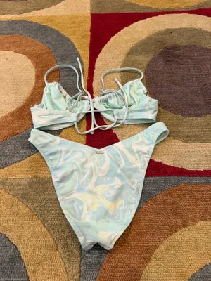 Hollister Co. Two Piece Bikini Set Swim Underwire Pastel Marble Print Swirl S thumbnail 4