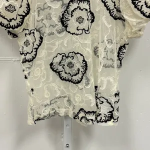 Laundry‎ by Shelli Segal Boho Sheer Mesh Black Floral Embroidered Top Blouse Sm thumbnail 4
