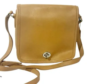 Vintage COACH‎ Companion Flap Crossbody Tan Leather Bag 9076 thumbnail 1