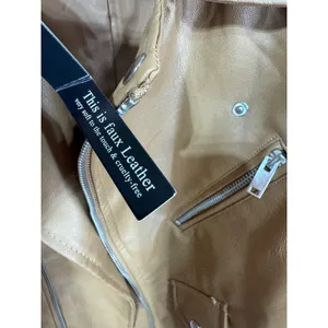 Love Tree Medium Tan Moto Jacket Women's Faux Leather‎ Biker thumbnail 4