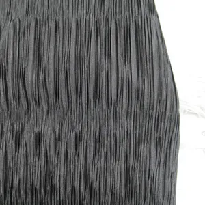 By ANTHROPOLOGIE Black Ruched V-Neck Side Slits Midi Dress Plissé Finish Size XS thumbnail 8