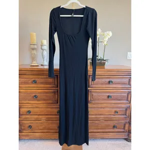 SKIMS Soft Lounge Long Sleeve Maxi Dress Black Size M thumbnail 3