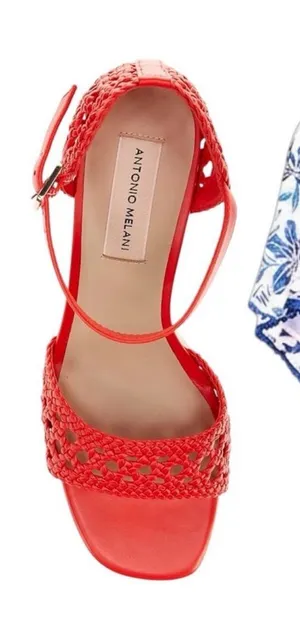 Antonio Melani Sandals Women Leather Coral Size 6.5 Block Heel Ankle Strap thumbnail 1