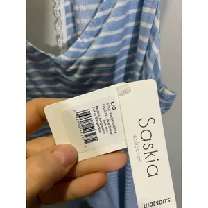 Saskia‎ Collection Tank Top Women Large Blue Striped Lace Racerback Casual Cami thumbnail 4