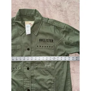 Hollister Women's Utility Distressed Jacket Shirt Army Green Size Large‎ NWT thumbnail 7