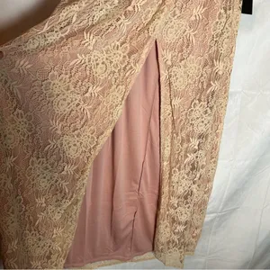 NWT Lulus Stolen Moments Dusty Pink Lace-Up Lace Maxi Dress Size Small‎ thumbnail 7