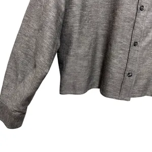 Zara Women ZW Collection Cropped Top L Gray Cotton Linen Boxy Minimalist Coastal thumbnail 4