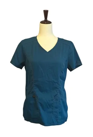 Women's Teal Scrub Set with Camouflage Waistband Pants Sz S thumbnail 1