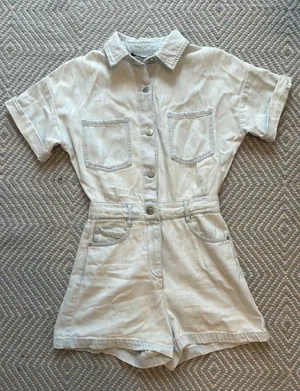 ZARA Light Wash Denim Romper thumbnail 2