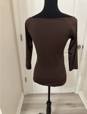 Boston Proper Women's Brown Scoop Neck Stretch Top thumbnail 2