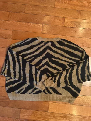American Eagle Oversized Zebra Stripe Crewneck Wool Blend Sweater - Size XL thumbnail 5