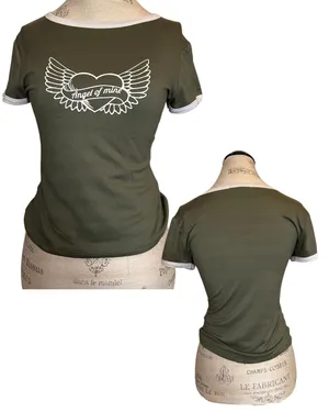 Charlotte Russe Top Army Green Angel Decal thumbnail 2