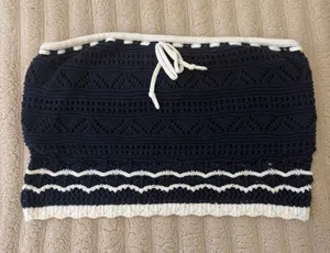 Hollister Navy Blue Crochet Tube Top thumbnail 2