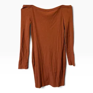 Iris Off The Shoulder Dress Size M Rust Brown Ribbed Button Front Mini Boho thumbnail 3