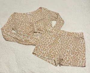 Colsie Tan and Pinkish Animal Print PJ Set thumbnail 1