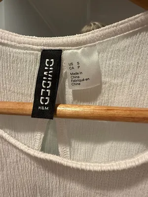 Divided H&M White Puff Sleeve Tie Back Crop Top thumbnail 2