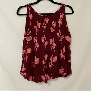 Anthropologie Maeve Burgundy Floral Swing Blouse Womens 8 Sleeveless Boho Beachy thumbnail 8