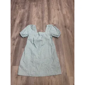 Vineyard Vines Performance Gingham Puff Sleeve Square Neck Dress Blue White S thumbnail 2