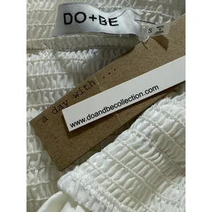 DO + BE White Ruffle Off/On the Shoulder Smocked Crop Top NWT Size Small‎ thumbnail 7