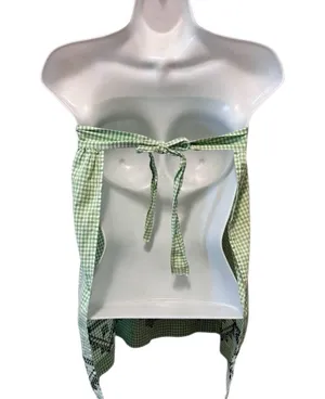 Vintage Green Check Cross Stitched Apron W/Pocket 2 Ways To Wear Top Tied Back thumbnail 4