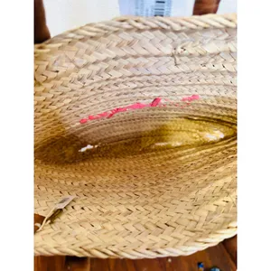 POOLSIDE Woven Straw Open Tote Pink “VACAY” Text Leather Handle Tote Purse thumbnail 11