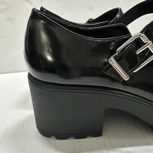 Gianni Bini Mary Jane‎ Platform Heel Shoes Womens 8.5 Shiny Black Block Lug Sole Y2K thumbnail 4