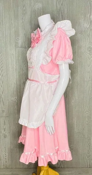 Lolita baby doll French maid pink & white dress Halloween costume cosplay XL thumbnail 7