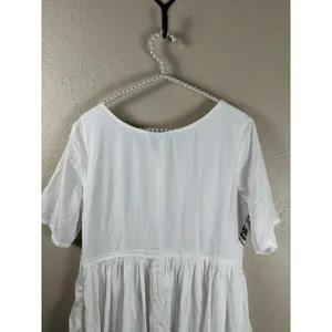 eShakti Dress Size Large White Boho Embroidered Short Sleeve Knee Length Summer thumbnail 8