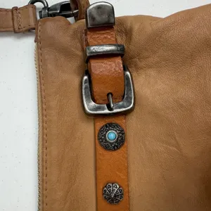 GIORGIA MILANI Crossbody‎ Bag Purse Shoulder Tan Italian Leather Western Conchos thumbnail 4