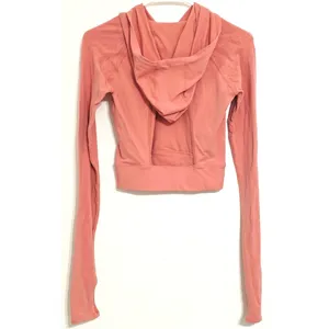 Free People Movement Lucky Layer Crop Cutout Hoodie Top Crush Blush Size M/L thumbnail 5