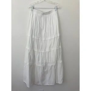 Bobeau White Lace Flowy Cottagecore Festival Western Country Maxi Skirt Large thumbnail 8