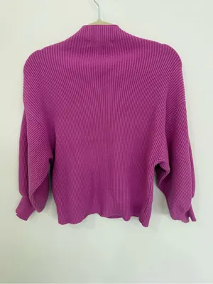 Few Moda Magenta Ribbed Mock Neck Women's Sweater size medium thumbnail 2