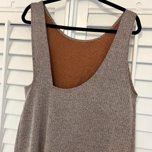 Zara Burnt Orange/Brown Ribbed Midi Dress With Back Detail Size Large‎ thumbnail 4