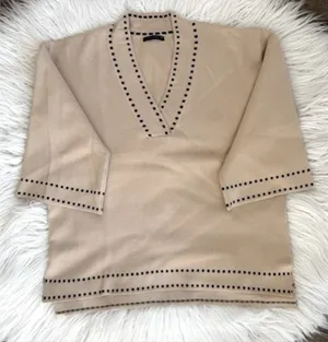 Skatie Brand Women's Dolby Coordinating Cozy Knit Sweater Set Size S Beige Black thumbnail 1