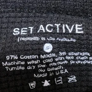 Set Active Women's Black Waffle Knit Long Sleeve Crew Neck Sweater Top Size S thumbnail 3