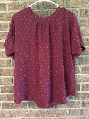 Women's Burgundy Short-Sleeve Blouse thumbnail 1