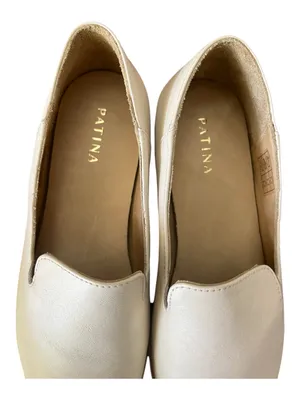 Patina Portland Leather Loafers Womens 9.5 Cream Minimalist Slip On Flats thumbnail 6