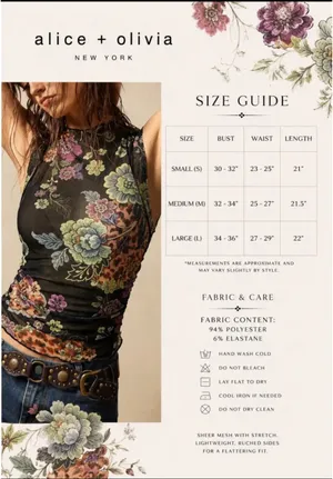 Alice + Olivia Sheer Ruched Floral Mesh Tank NWT Boho Chic Statement Piece Sz M thumbnail 3