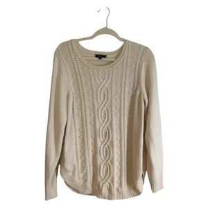 C. Wonder Sweater Cream M Womens Cable Knit Wool Blend Pullover thumbnail 2