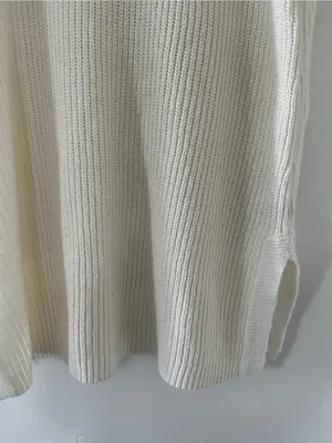 Lauren Ralph Lauren Ivory White Ribbed Sweater Mini Dress Large Quiet Luxury thumbnail 4