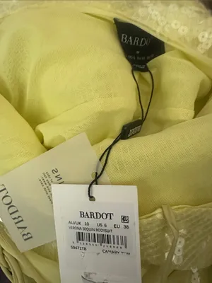 Bardot Verona Sequin Bodysuit In Canary Yellow thumbnail 10