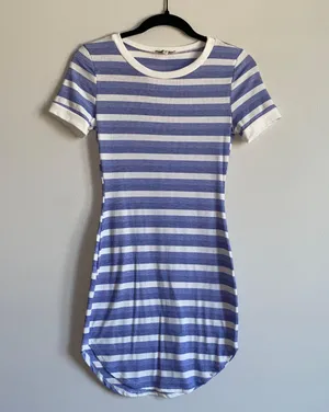 Striped Dolphin Hem T-Shirt Dress thumbnail 2