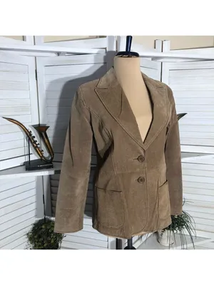 Vintage Y2K Suede Leather Blazer Coat Camel Brown Size M thumbnail 12