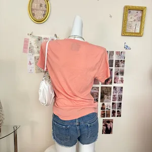 Abercrombie & Fitch Coral Pink V-Neck Short Sleeve Logo T-Shirt Women's Size XS thumbnail 4