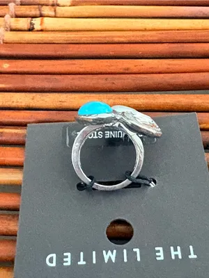 The Limited Silver-tone Trio Ring Turquoise, Pearl & Clear Stone Size 6.75 NWT thumbnail 6