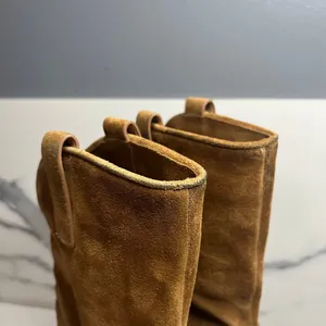 Sigerson Morrison Minimalist Women's Brown Suede Block Heel Boho Western Sz 7 thumbnail 5