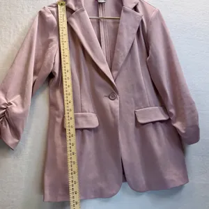 women's casual, pink, three-quarter sleeve‎ blazer cardigan thumbnail 8