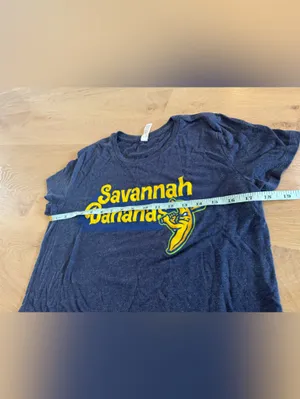 Savannah Bananas Short Sleeve Crop Tee heathered navy blue size medium thumbnail 5
