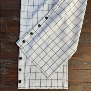 Skies Are Blue Windowpane Plaid Wide Leg Crop Pull On Pants Button Hem Sz S 💛🍄 thumbnail 8