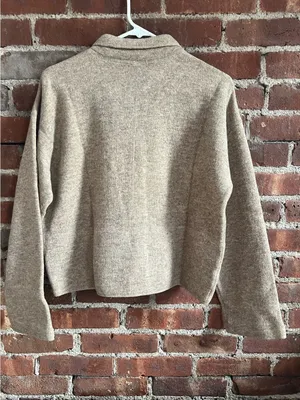 J. Crew Women's Taupe Button-Front Wool-Blend Jacket Size Medium thumbnail 3